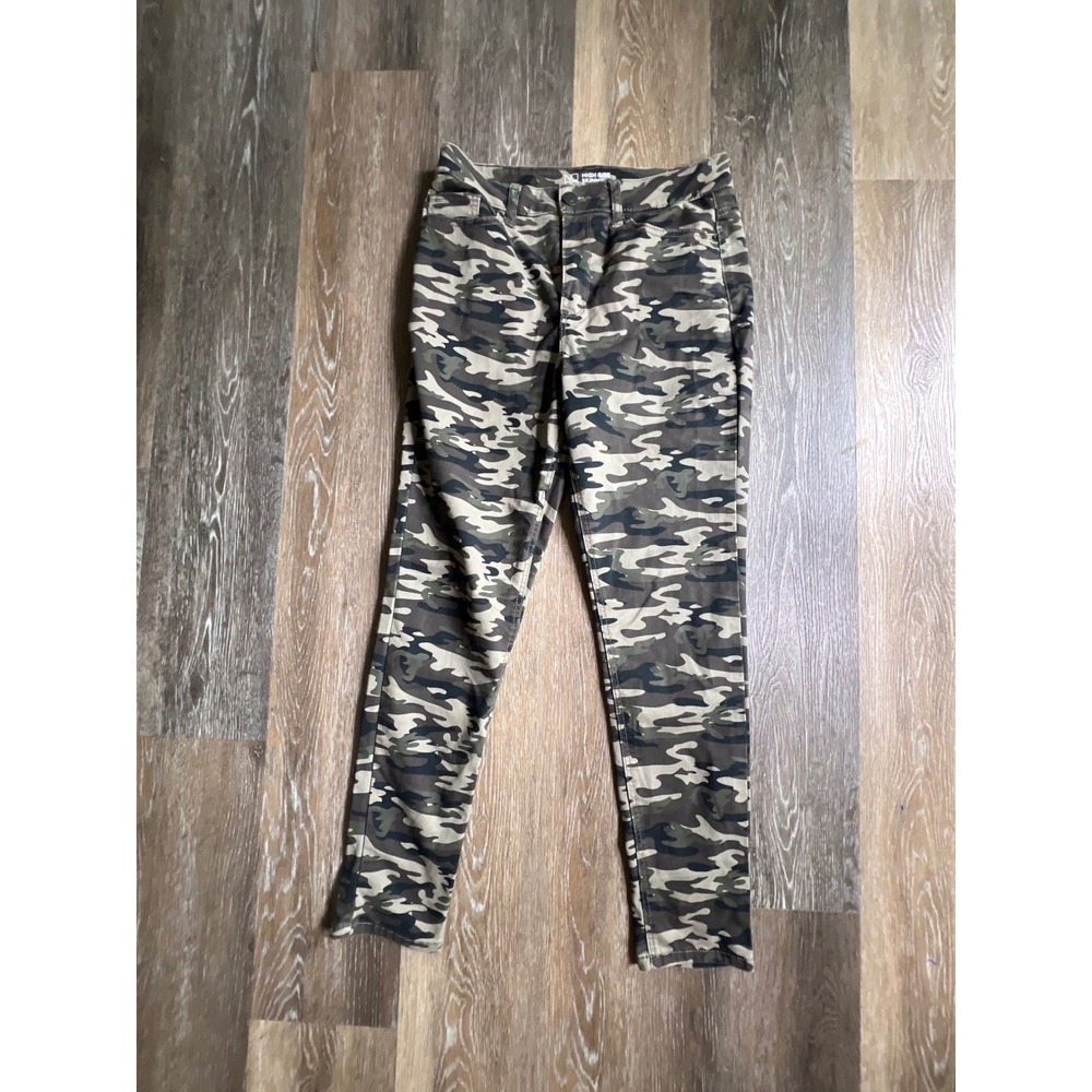 No Boundaries Skinny Pants Women 11 Green Camo‎ High Rise Stretch Camouflage